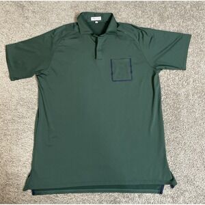 Peter Millar Polo Shirt Green Sz LG Summer Comfort Forge Crown PERFORMANCE GOLF